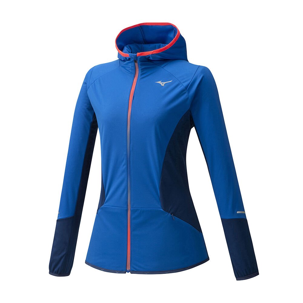 Felpa Con Cappuccio Mizuno Running Hybrid BT Donna - Blu - 72605-WSDA